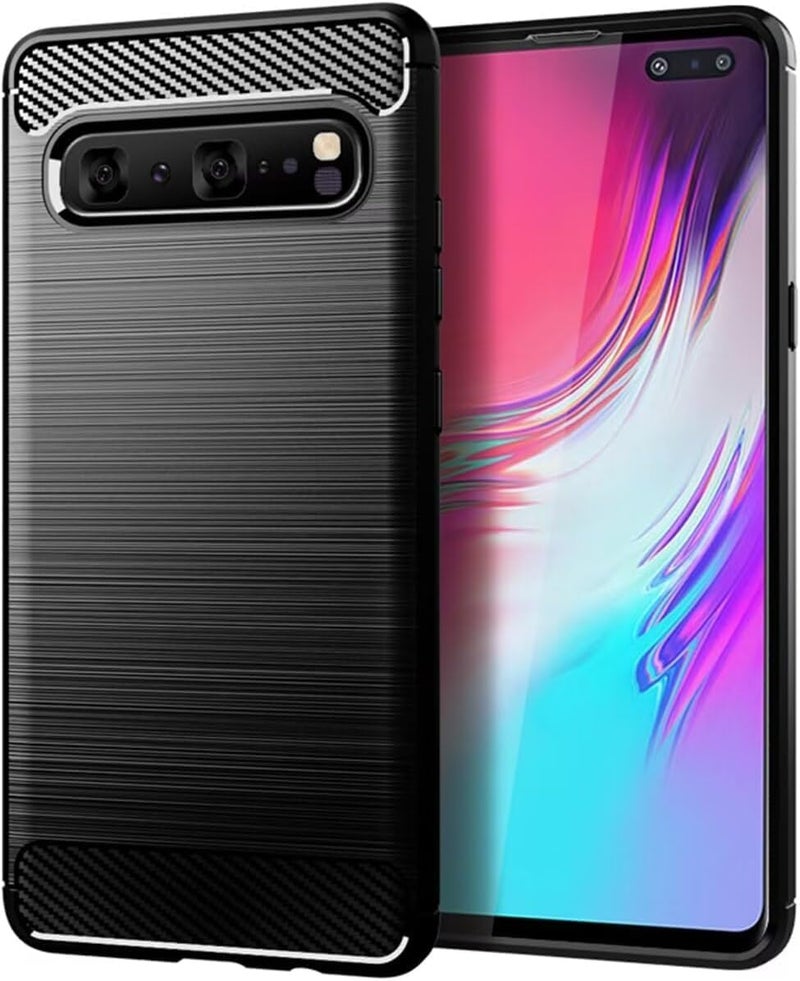Aikcks for Samsung Galaxy S10 5G Phone case, Shockproof, Scratch Resistant Carbon Fiber Jacket, Soft TPU, for Galaxy S10 5G case (Black,) - Image 1